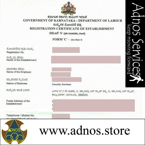 Form C / Labour Certificate/ Shop and establishment certificate